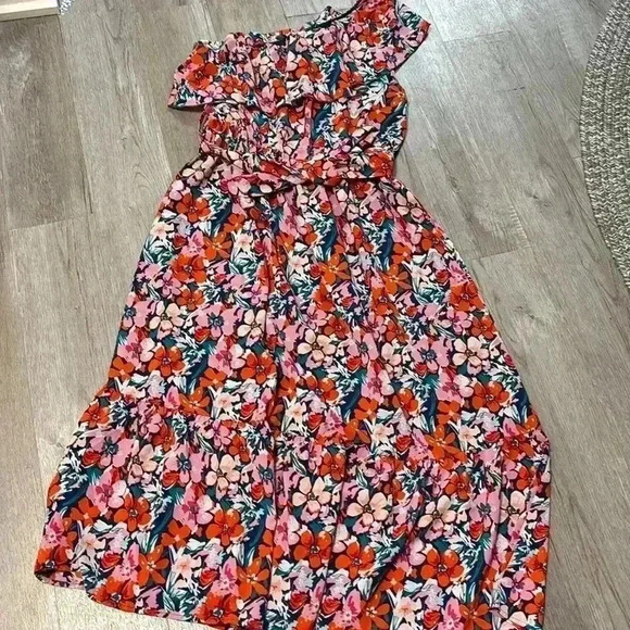 BTFBM Dresses & Skirts - One shoulder, maxi dress with fabric belt, fully lined.